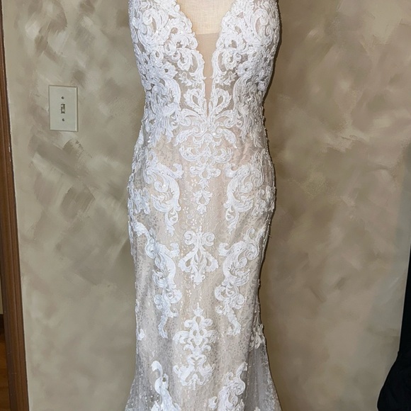 Maggie Sottero Dresses & Skirts - Maggie Sottero White Lace Sheath Wedding Dress